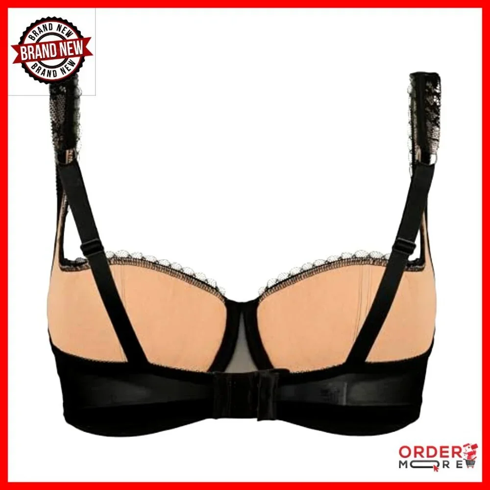 Plus Size Balconette Bra Push Up Lace Underwire Demi Cup Mesh